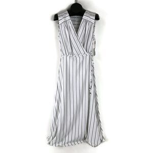 NEW Calvin Klein Striped Belted Maxi Dress Women's Plus Size 14W Surplice Career